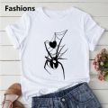 Fashions Profesional SPIDER White Woman T Shirt Art Printing Design Oversized Short Sleeve Comfort Female Tee Y2K Graphic Loose Cool Girl.