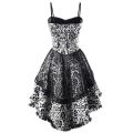 Rosetic New Fashion Women Goth Dress Non-sleeve Printing Patchwork Lace Up Slim Gothic Style Ladies Suspender Dress For Autumn.