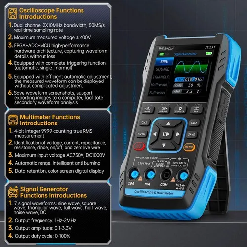 FNIRSI%202C23T%203%20in%201%20Digital%20Oscilloscope%20Multimeter%20Signal%20Generator%20+%20P6100%20Probe,%202%20Channels,%2010MHz%20Bandwidth,%2050MSa/s%20Sampling%20Rate,%209999%20Counts%20-%20Image%202