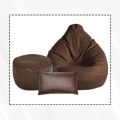 BEAN BAG CHAIR EXTRA LARGE XXL JUMBO SHAPE BEAN BAG SOFA WITH FOOTREST AND PILLOW COLOUR : COFFEE. 