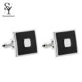 (New)Men Cufflink Exquiite quare Black Enamel Paint Cufflink Modern.