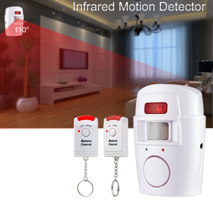 Home Security PIR Alert Infrared Sensor Alarm System 105DB Anti-theft Human Motion Detector Siren with 2pcs Remote Controller