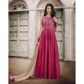 Magenta Georgette Semi Stitched Gown for Women. 