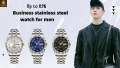 POEDAGAR 615 Quartz Stainless Steel Watch For Men - Two Tone Blue for Time lovers.