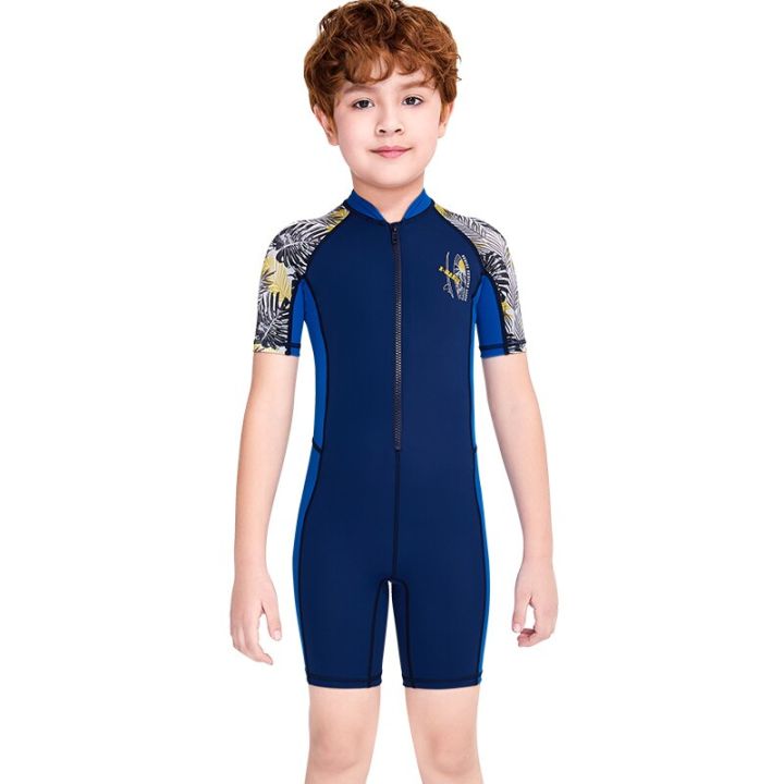 Children Swimsuit Fashion Printed Surfing Thin Diving Wetsuit For Kids Boys Short Swimwear One Piece Suit Swimming Scuba