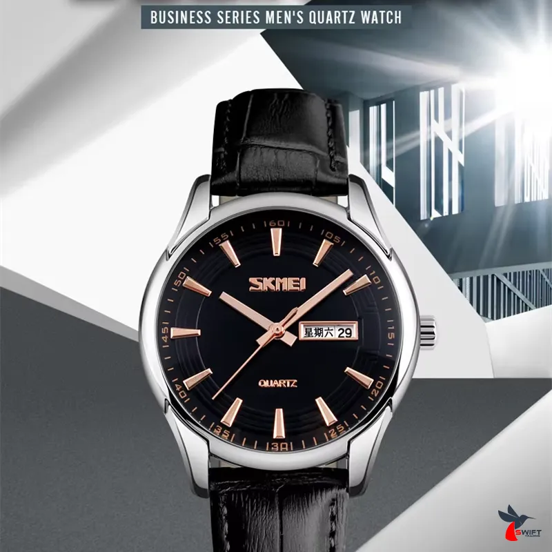 SKMEI 9125 Men's Classic Quartz Watch Leather Strap Business