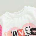 Fashion Newborn Baby Girls Valentine's Day Rompers 0-18M Letter Print Patchwork Fur Long Sleeve O-neck Sweatshirts Jumpsuits.