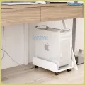 Desktop Computer Host Bracket Pad Riser Base under Table CPU Frame Stand Movable Tray Rack with Wheels. 