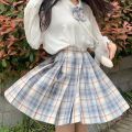 Women Pleated Skirts Japanese School Uniform High Waist Cute Mini Plaid Skirt Summer JK Uniform Students Clothes 17 Color. 