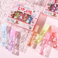 6Pcs Lovely Animals Lip Oil Set Moisturizing Plumper Transparent Lip Gloss Clear Lip Glaze Winter Liquid Roll-On Lip Balm Liquid. 