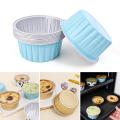 10Pcs/Set Reusable Round Aluminum Foil Tin Cup Pudding Cake Mold Air Fryer Tinfoil Box Small Baking Tray Baking Pastry Tools.
