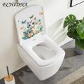 Pvc Toilet Decal Cartoon Cat Butterflies Toilet Sticker Waterproof Pvc Wall Art for Living Room Bedroom Bathroom Animal Flower Decoration Decal Cartoon Cat Toilet Sticker.