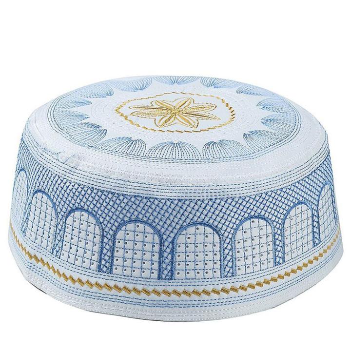 Muslim Men Prayer Caps Cotton Embroidery Leisure Saudi Arabia Islamic Hat Men Headscarf Clothing Topkippot Turban Saudi Uae Cap
