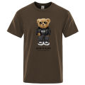 Teddy Bear In Black That Is My Happy Color Clothing Men High Quality T-Shirt Summer Cotton T-Shirts Hop Street Loose Tops. 