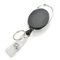 Button Strap & Key Ring Badge Reel Holder, Carabiner Hook Retractable ID Card Roller Clip - Black. 