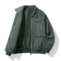 Coat Men's Autumn and Winter Fleece-lined Warm Japanese Retro Style Trends Corduroy Loose Casual Polo Collar Men's Clothing. 