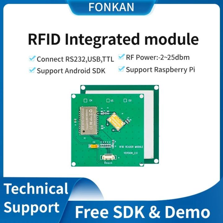 Fonkan UHF Integrated RFID Module 1-2M Range Arduino Raspberry Pi Embedded System USB RFID Module UHF Reader Writer Free SDK
