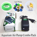 Aquarium Air Pump (Single Output Full Set) - Fish Tank Single Nozzle Oxygen Air Pump with Air Bubbling Stone Accessories (5 Feet Pipe, Air Bubble Stones, Air flow Controller). 