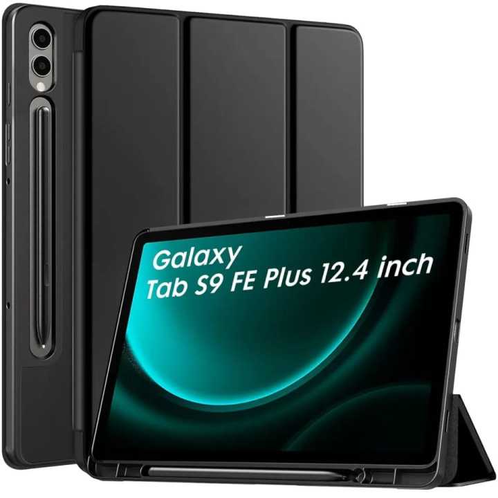 For Samsung Galaxy Tab S9 FE Plus 12.4 Inch Slim Tri-Fold Magnetic Smart Flip Cover With Pen Holder Full Coverage Casing