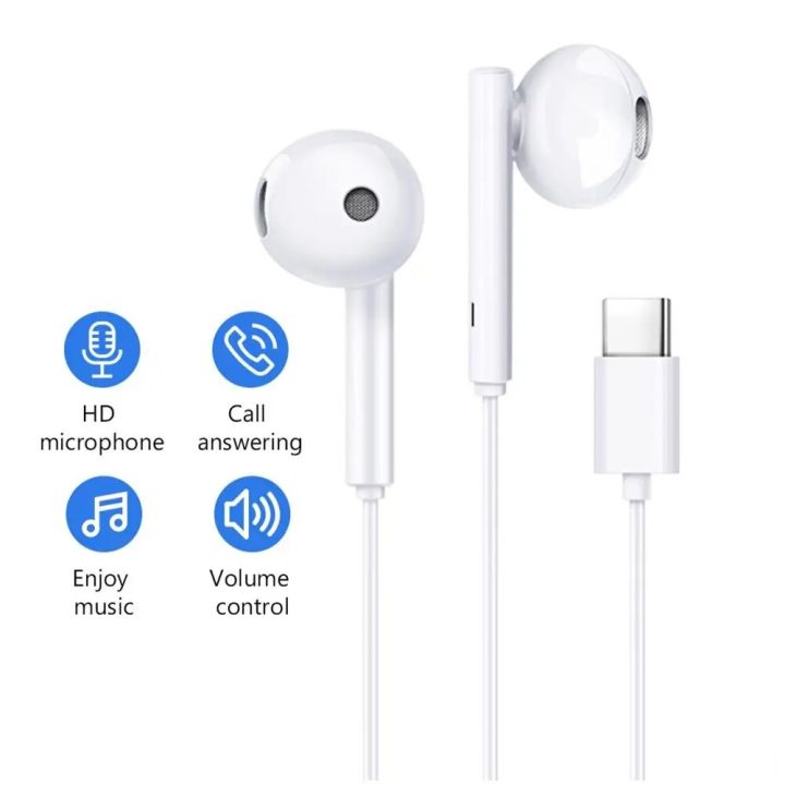 Type-C In Ear Wired Earphone Mic Volume Control Headset Music Sport Headphones For Huawei Mate 20 P20 Pro xiaomi 2S 6x Mi8 | Daraz.com.bd