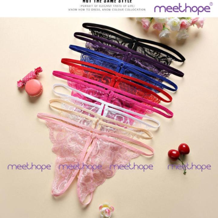 meethope Sexy   the ding pants women's underwear mens to open the  lace  Thongs pants one Red+Purple mens brief