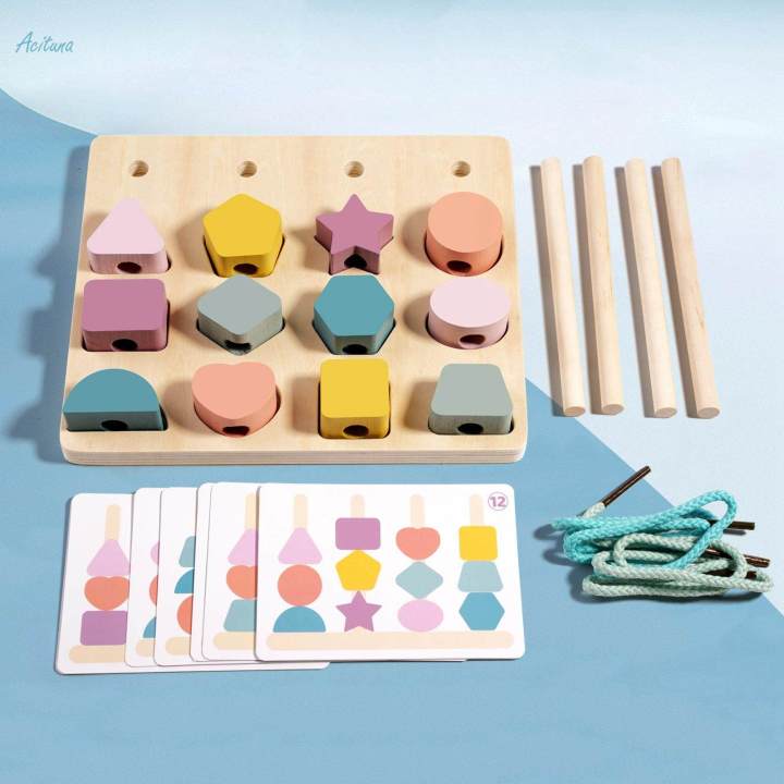 Beads Sequencing Toy Colors Cognition for Birthday Gift Kids 2 3 4 5 Year Old
