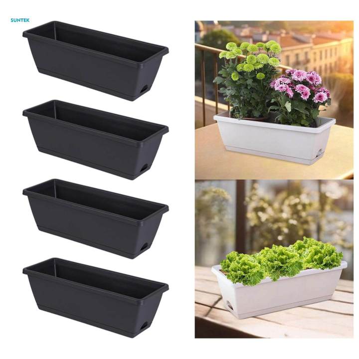 4x%20Flower%20Window%20Box%20Planters%20Vegetable%20Planters%20with%20Trays%20Container%20for%20Yard%20-%20Image%202