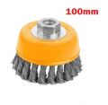 TOLSEN 3" Cup Twist Wire Brush with Nut (75mm-M10)  Industrial quality 77587 - Kings Trading. 