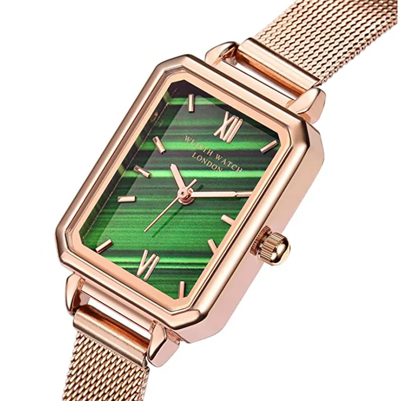 Luxury Women Watches Vintage Green Square Ladies Quartz  display picture 1