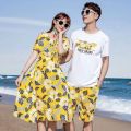 Beach Couple's Outfit Summer Clothing2023New Clothing for Trips to Sanya Short SleeveTT-shirt Dress Couple Suit. 
