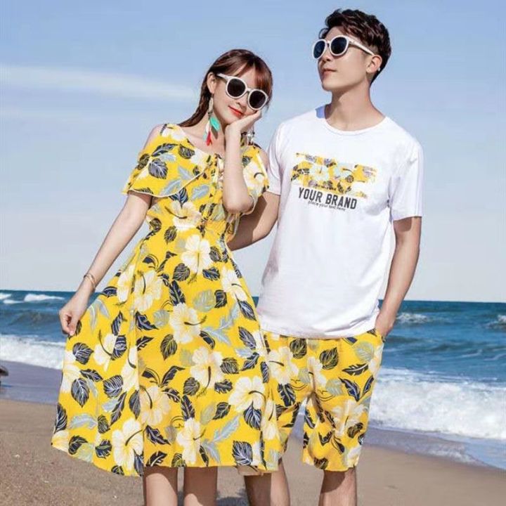 Beach%20Couple's%20Outfit%20Summer%20Clothing2023New%20Clothing%20for%20Trips%20to%20Sanya%20Short%20SleeveTT-shirt%20Dress%20Couple%20Suit%20-%20Image%209