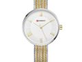 CURREN 9020 Silver And Golden Two-Tone Mesh Stainless Steel Analog Watch For Women - White & Golden. 