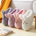 House Slippers Winter Cotton Slippers Home Warm Indoor Cute White Bunny Slippers Soft Warm Woman Fluffy Furry Soft Sole Shoes. 