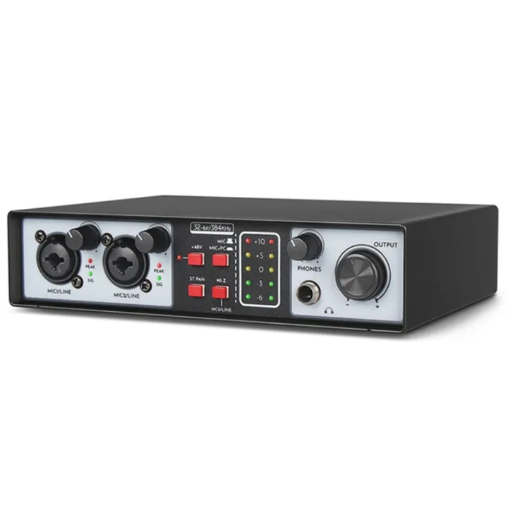 2%20in%202%20Out%20USB%20Audio%20Interface%2032Bit/384KHZ%20Studio%20Kit%20Record%20Professional%20Sound%20Card%2048V%20Phantom%20Easy%20to%20Use%20-%20Image%202