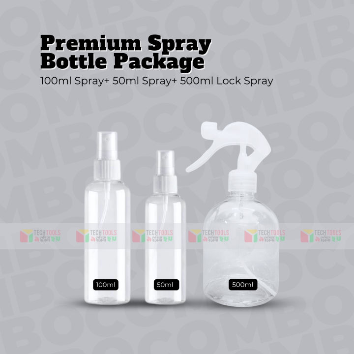 Travel set Mini Plastic Transparent Small Empty Spray Bottle Combo Package-  pcs