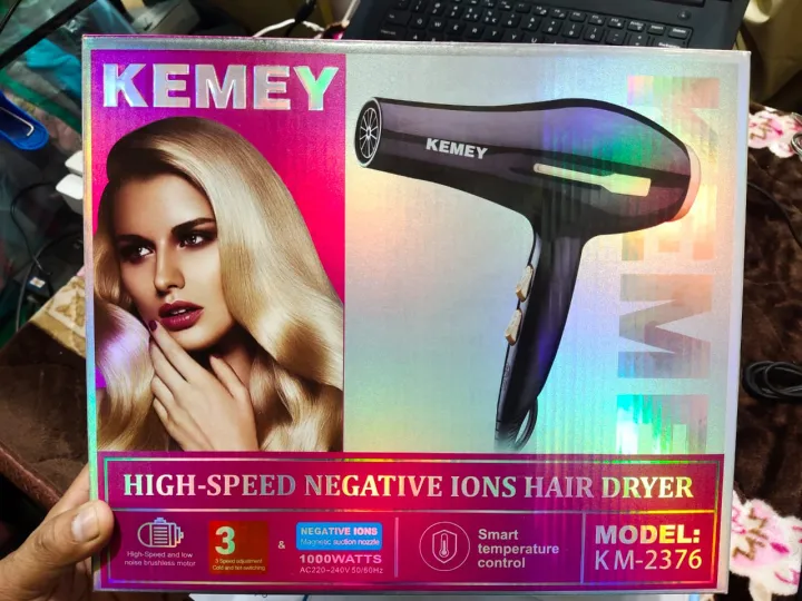 Kemey-KM-2376/2378%20-%201000W%20(%202%20in%201%20)%20Powerful-Professional-Heavy-Duty-Hair-Dryer---%20Black%20-%20Image%203
