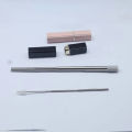Lipstick Straw Retractable Pocket Straw Stainless Steel Portable Environmental Protection with Brush Straw Box of 2PCS.