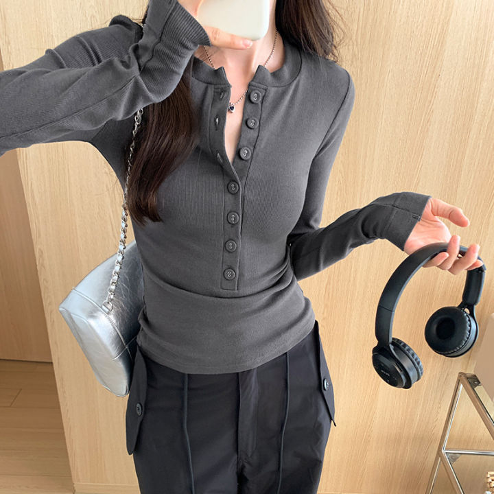 Pure%20Desire%20White%20Long%20Sleeve%20T-Shirt%20Women's%20Fall%20Winter%202023%20Slim%20Design%20Sense%20Underneath%20Undershirt%20Hot%20Girl%20Top%20-%20Image%206