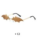 Fashion Rimless Unisex Sunglasses Trendy Bat Shaped Sun Glasses Female Male Vintage Shades Halloween Accessories Oculos De Sol.