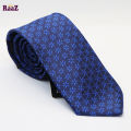 Navy Blue Circle Flower Embroidered Necktie For Men. 