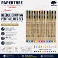 Superior Color Needle Drawing Pen Fineliner Set 12 Pcs for Technical Drawing, Sketching & Journaling.