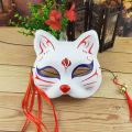 Japanese Hand-Painted Half Face Fox Kitsune Mask Halloween Cosplay Masquerade. 