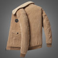 Sunnyheart Men Winter Cargo Jacket Long Sleeves Turndown Collar Pockets Corduroy Jacket For Men. 