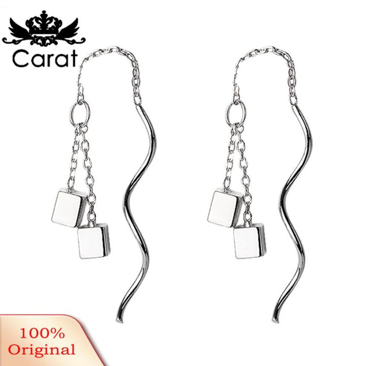 Fashion Women Chain Tassel Cube Dangle Pendant Wave Earrings Jewelry Decor Gift