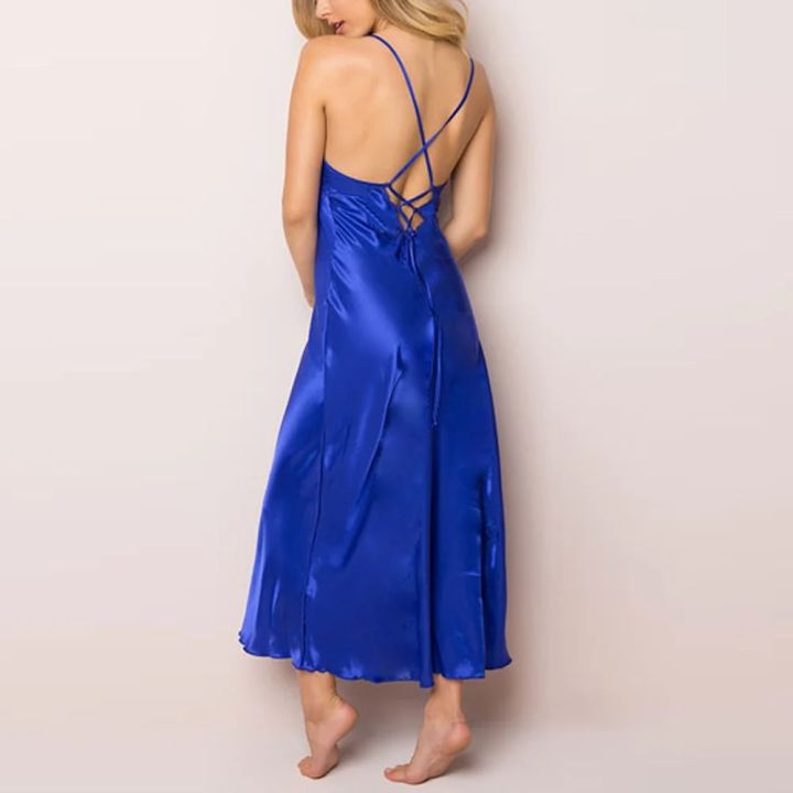 Ladies'%20Red%20Satin%20Long%20Night%20Slip%20%E2%80%93%20Silky%20Feel%20with%20Embroidered%20Lace%20Bust%20-%20Image%206