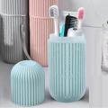 Capsule Shape Travel Toothbrush Toothpaste Case Holder Portable Toothbrush Storage Plastic Toothbrush Holder , Multi-color- 1pcs.