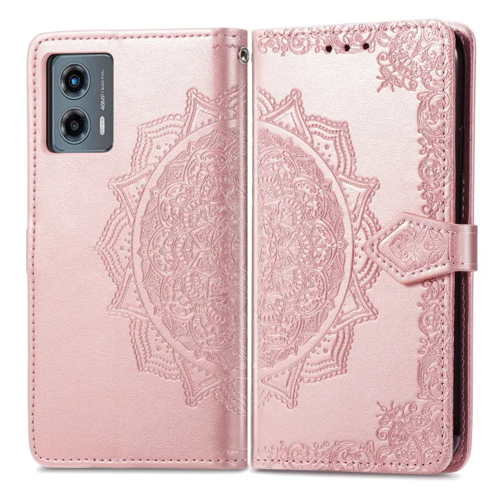Mandala%20Flower%20Embossed%20Leather%20Phone%20Case%20For%20Motorola%20Moto%20G%205G%202023%20-%20Image%203