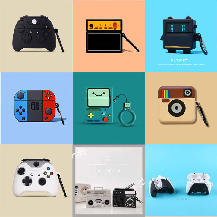 3d Retro Earphone Case For 1 2 3 Pro Tws Wireless Headphone Box Camera Game Controller Soft Silicone Protective Cover