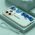 itel A70 A49 A58 A48 itel P36 P37 Monster Lens Cartoon Stitch Case Shockproof Luxury Plating Mobile Cover with Lanyard. 