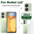 3in1 Combo Pack For Xiaomi Redmi 13C/13C 5G/13R/Poco C65 [OG Tempered Glass+Back Hydrogel Poly+Camera Lens Film]. 